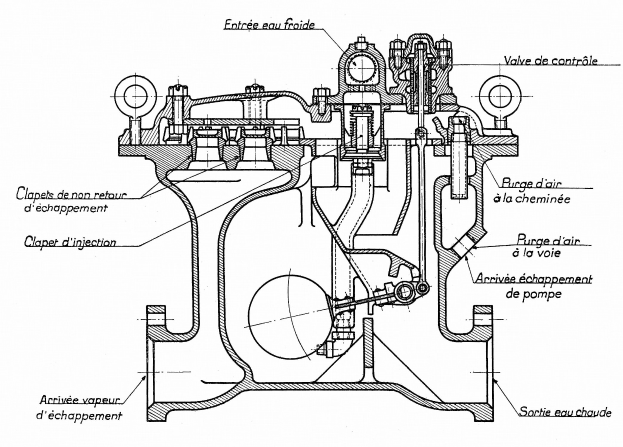 Ein beschriftetes Diagramm eines Automotors, das Komponenten wie Kolben und Ventile zeigt, mit begleitendem Text, der seine Größe, Form und Design beschreibt.