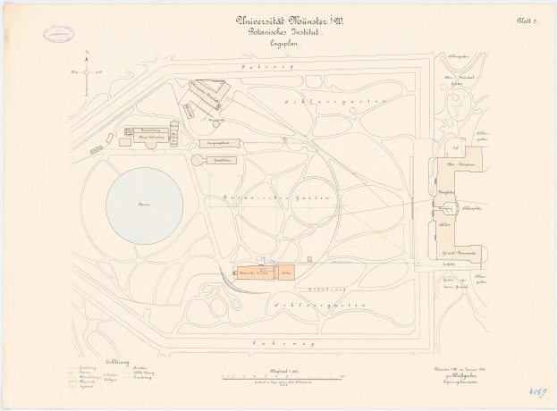Detailierte Karte von Berlin, Deutschland, die die Universität Münster in der Mitte hervorhebt, zeigt Gebäude, Straßen und Annehmlichkeiten mit zusätzlichen textlichen Informationen.