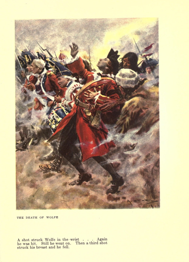 Ein Plakat mit der Aufschrift "Der Tod von Wolfe", das eine Gruppe betroffener Menschen in gedämpften Farben zeigt, einige schauen ängstlich hoch, andere traurig nach unten.