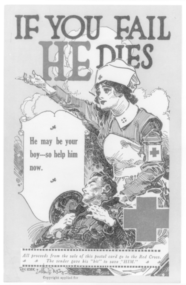 Plakat mit einem Schwarz-Weiß-Foto einer entschlossenen Frau und eines besorgten Mannes, das den Text "Wenn du scheiterst, stirbt er, er könnte dein Junge sein - hilf ihm jetzt" darüber zeigt.