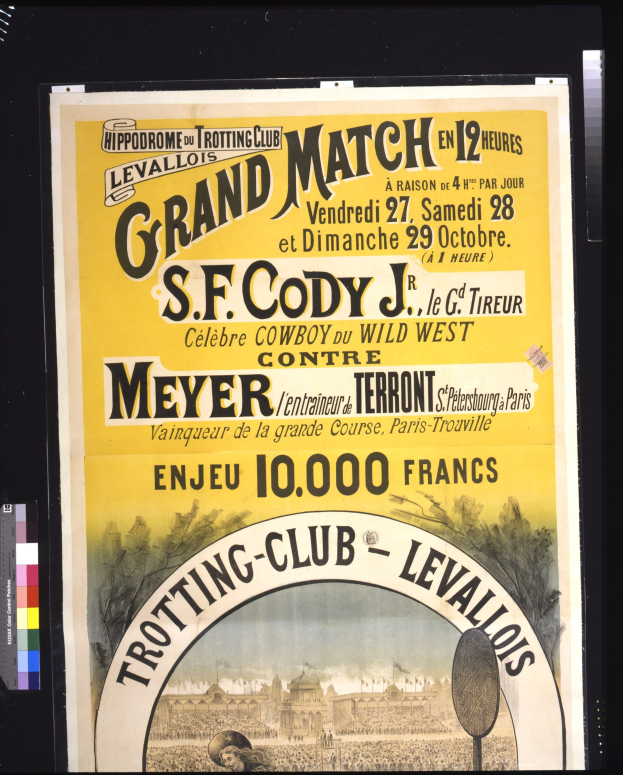 Plakatankündigung eines großen Kampfes zwischen S.F. Cody und Meyer