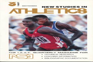 Ein Buch mit dem Titel 'New Studies in Athletics September 1987' mit einem Coverbild von zwei Personen.