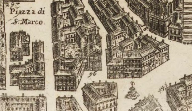 Eine handgezeichnete Stadtansicht mit verschiedenen Architekturgebäuden auf Papier mit zusätzlichem Text.